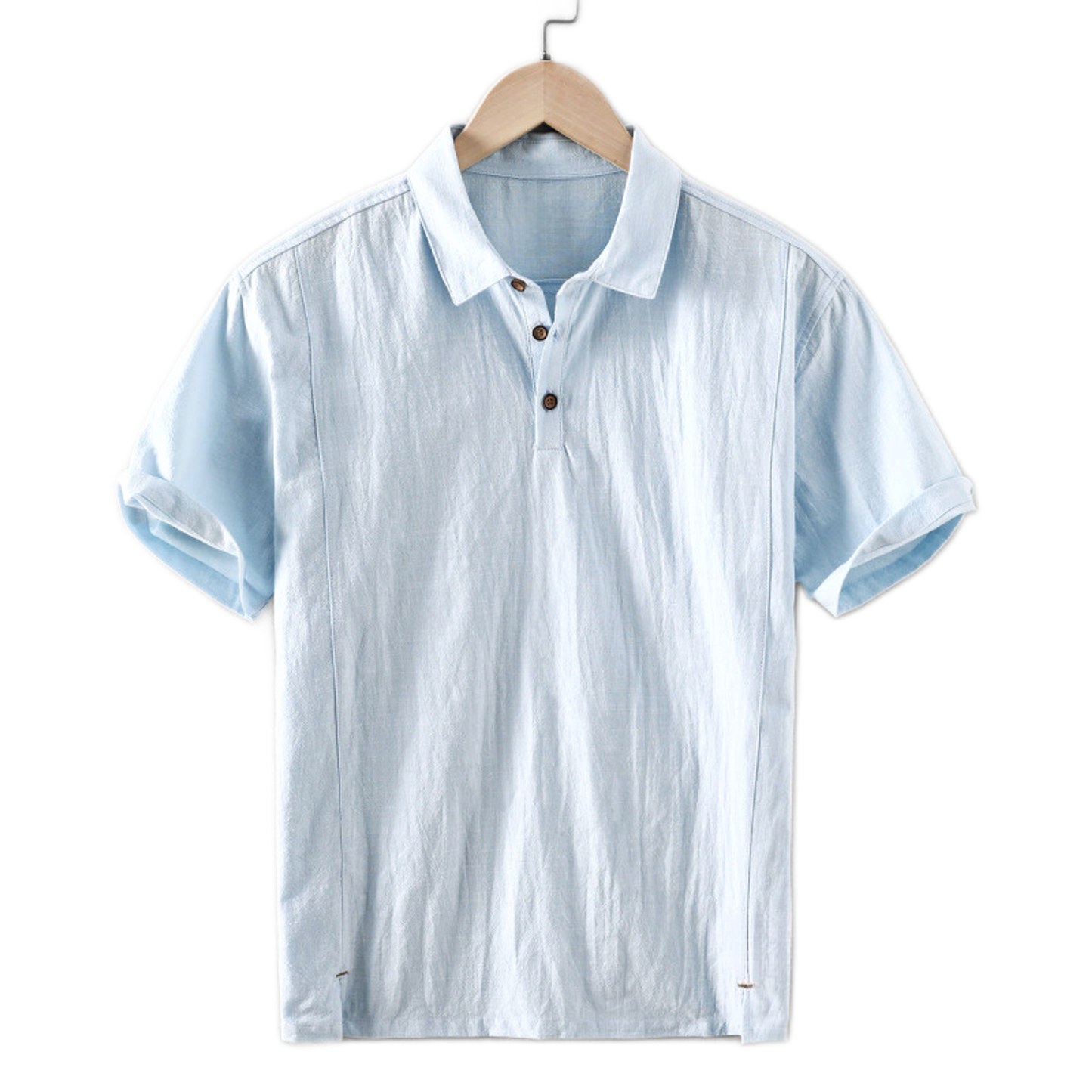 Camisa de lino hombre color celeste
