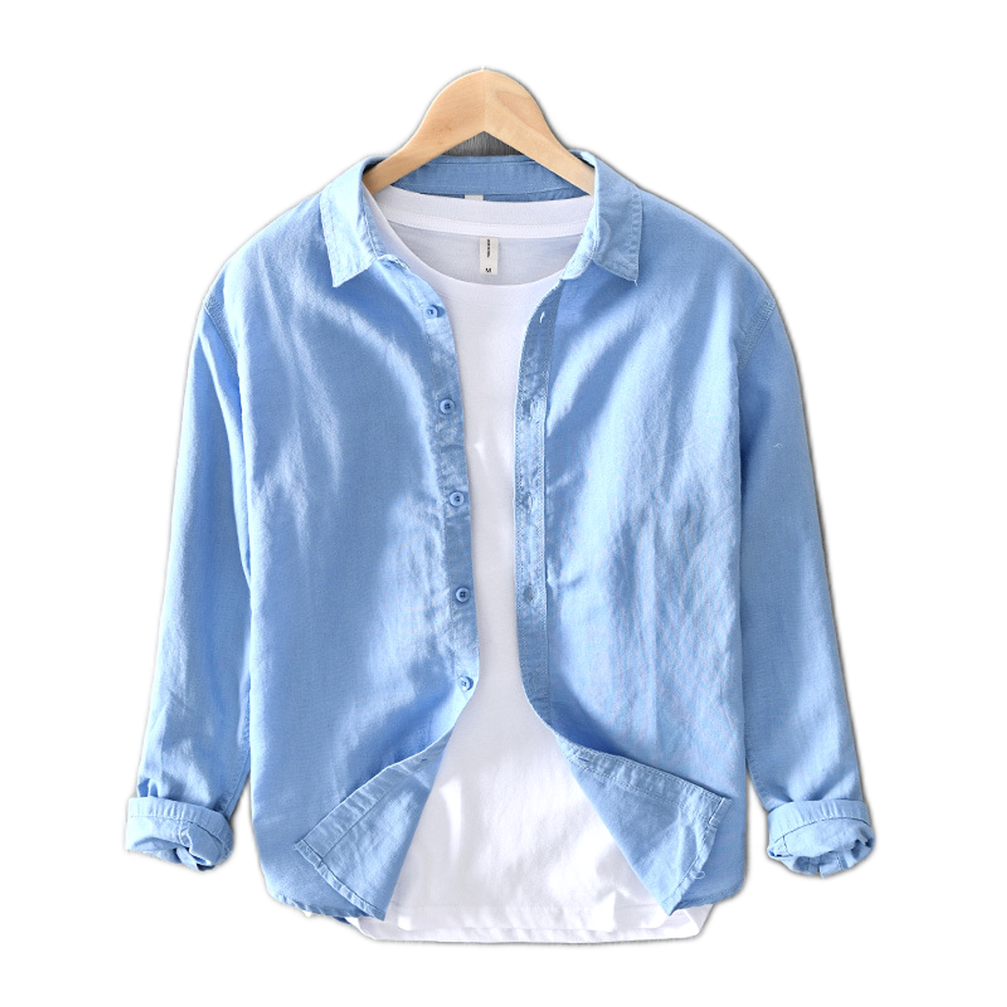 Camisa de algodón hombre color azul
