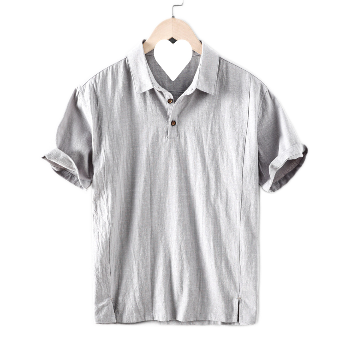 Camisa de algodón hombre color gris claro