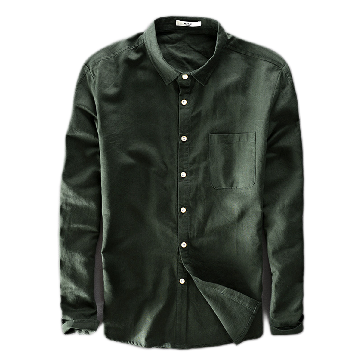 Camisa de lino hombre color verde