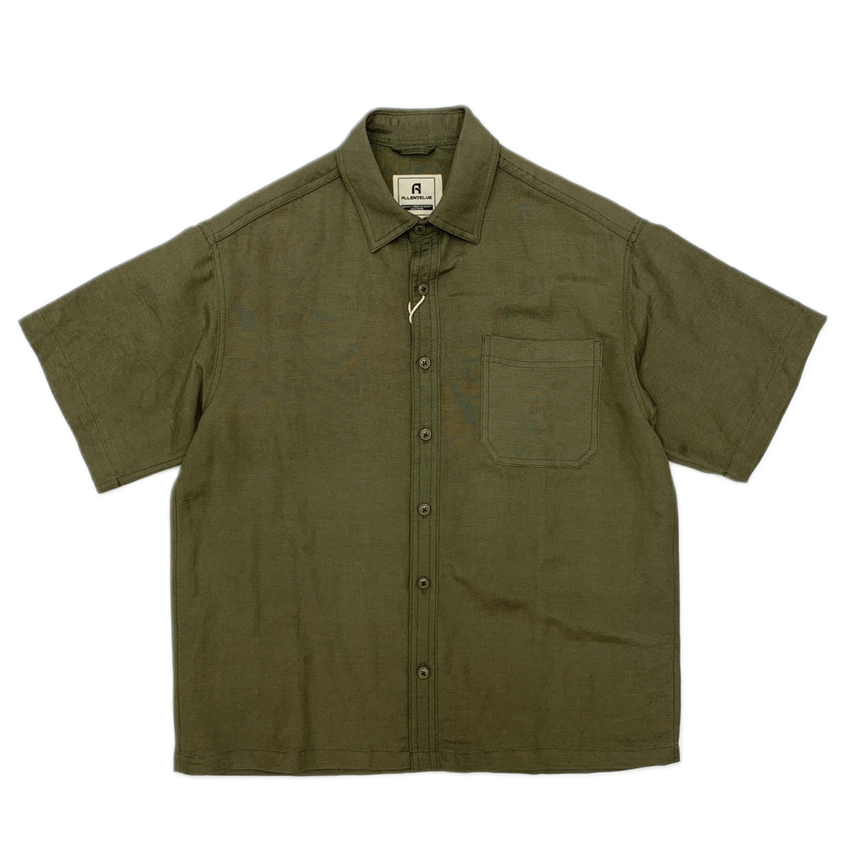 Camisa de lino hombre color verde militar