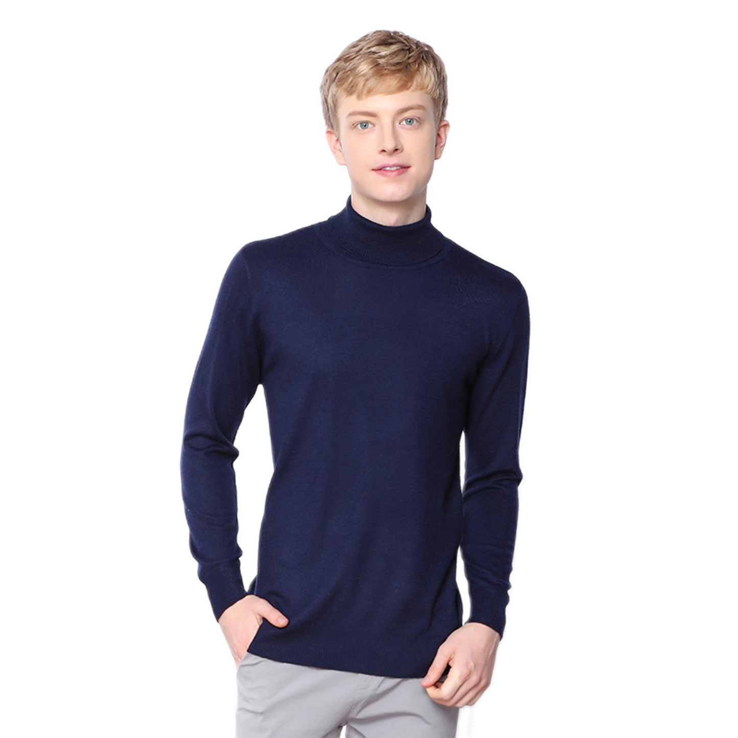 Sweater de cashmere hombre color azul marino