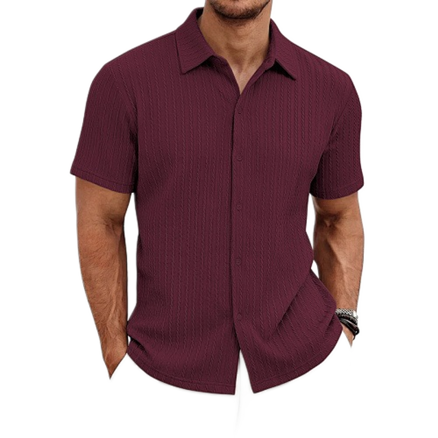 Polo hombre color rojo vino