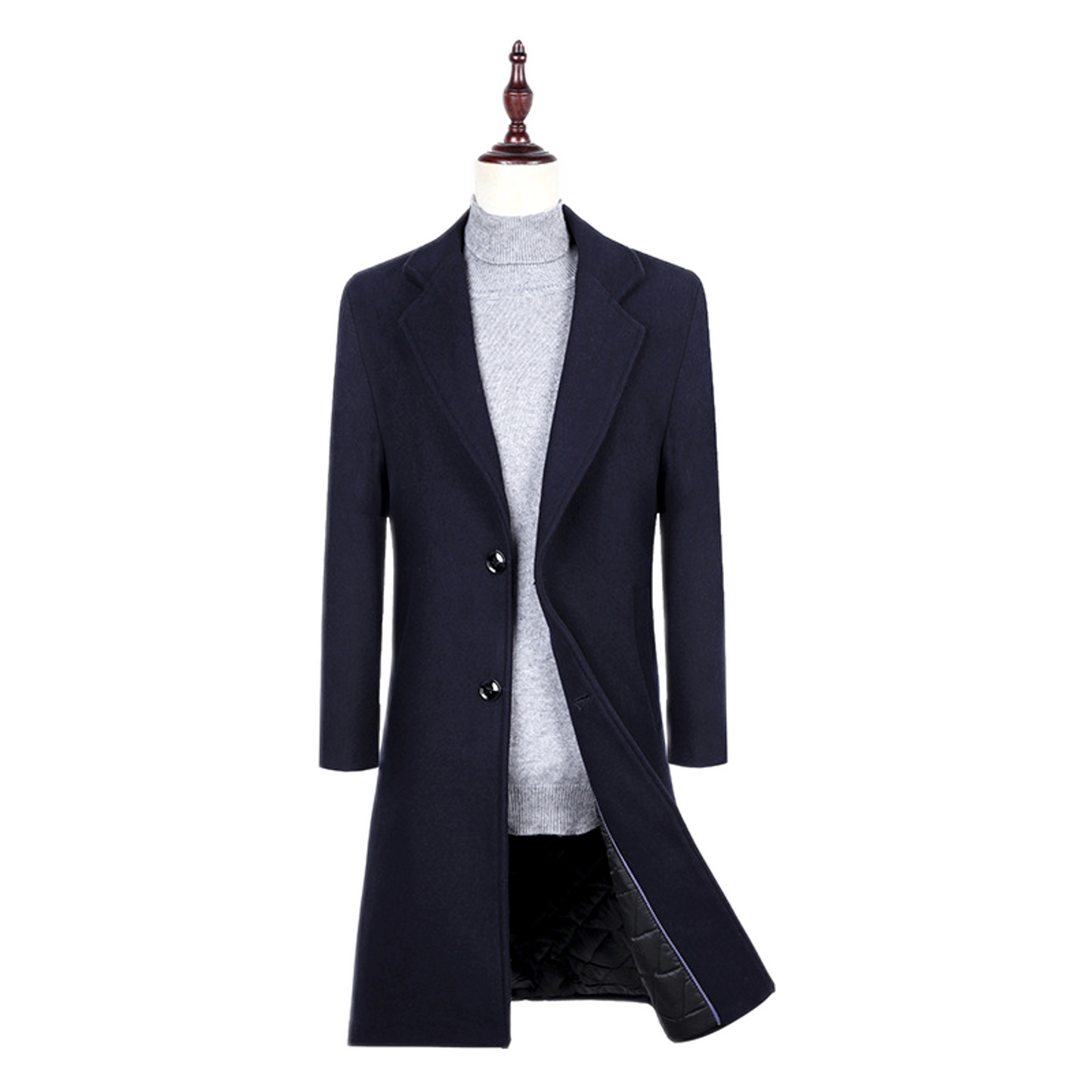 Chaqueta de lana hombre color azul marino, trench