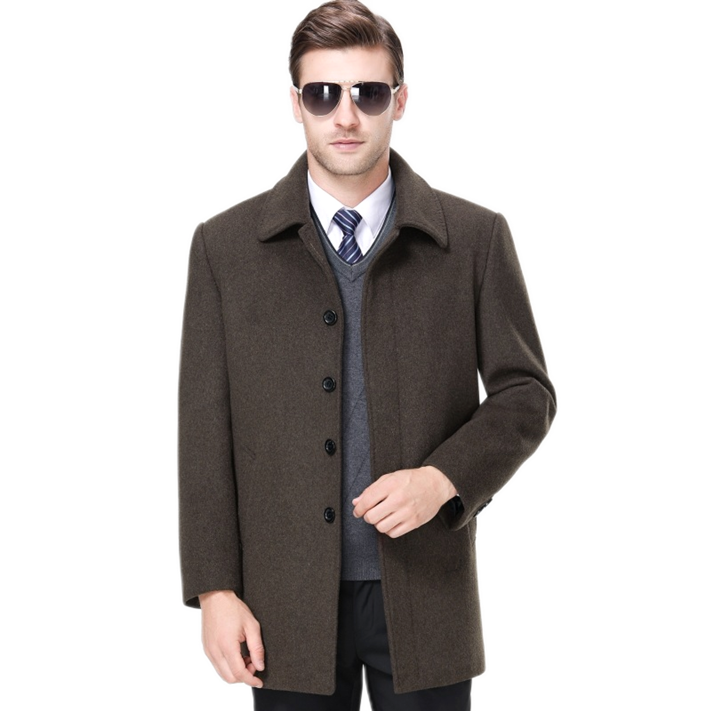Blazer de cashmere hombre color café