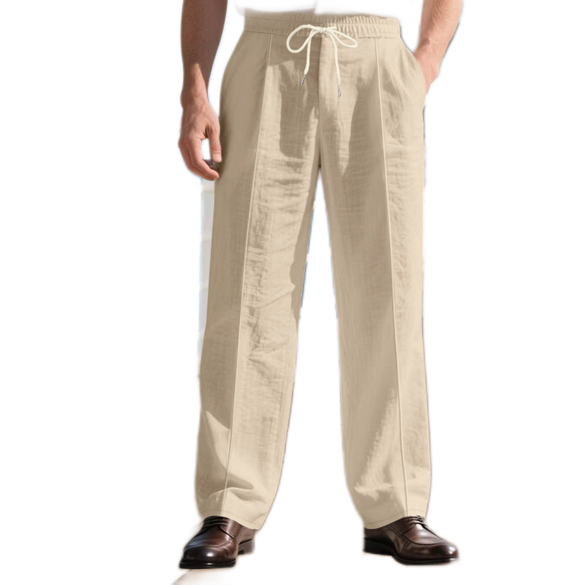 Pantalón de lino color beige