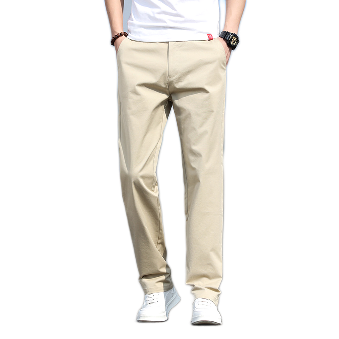 Pantalón de algodón hombre color caqui
