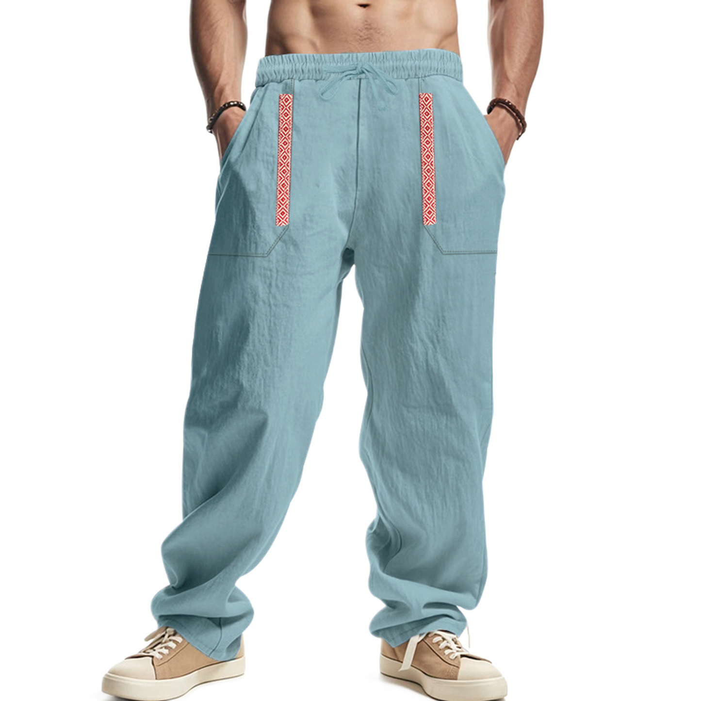 Pantalón de lino hombre color verde claro