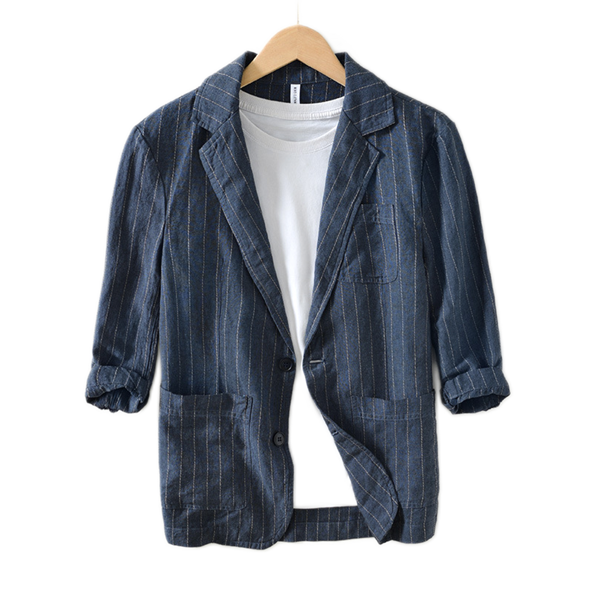 Camisa de lino hombre color azul