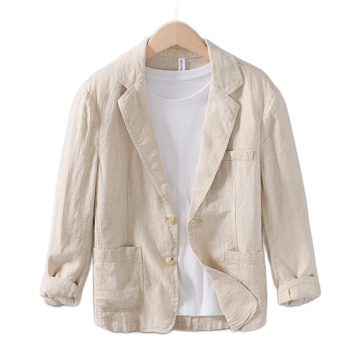 Chaqueta de lino hombre color caqui