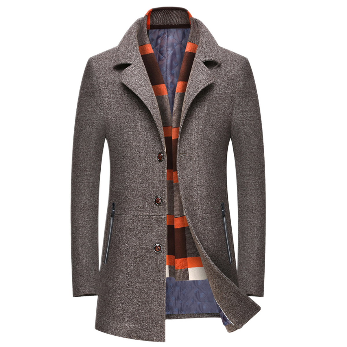 Chaqueta de lana hombre color café, acolchada