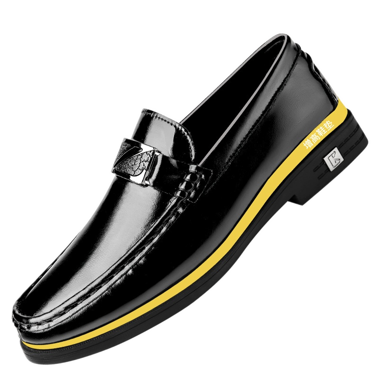 Mocasín de cuero hombre color negro, con alza interna