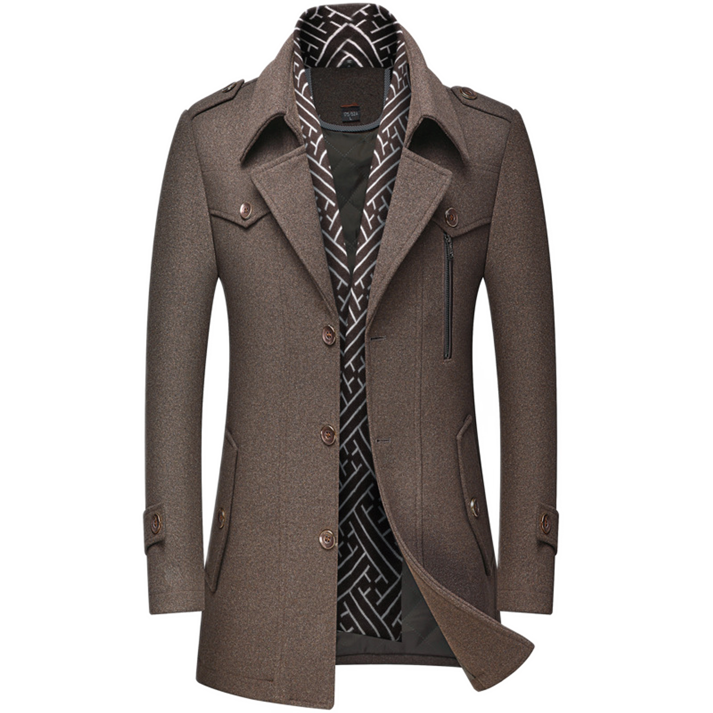 Chaqueta de lana hombre color café, trench