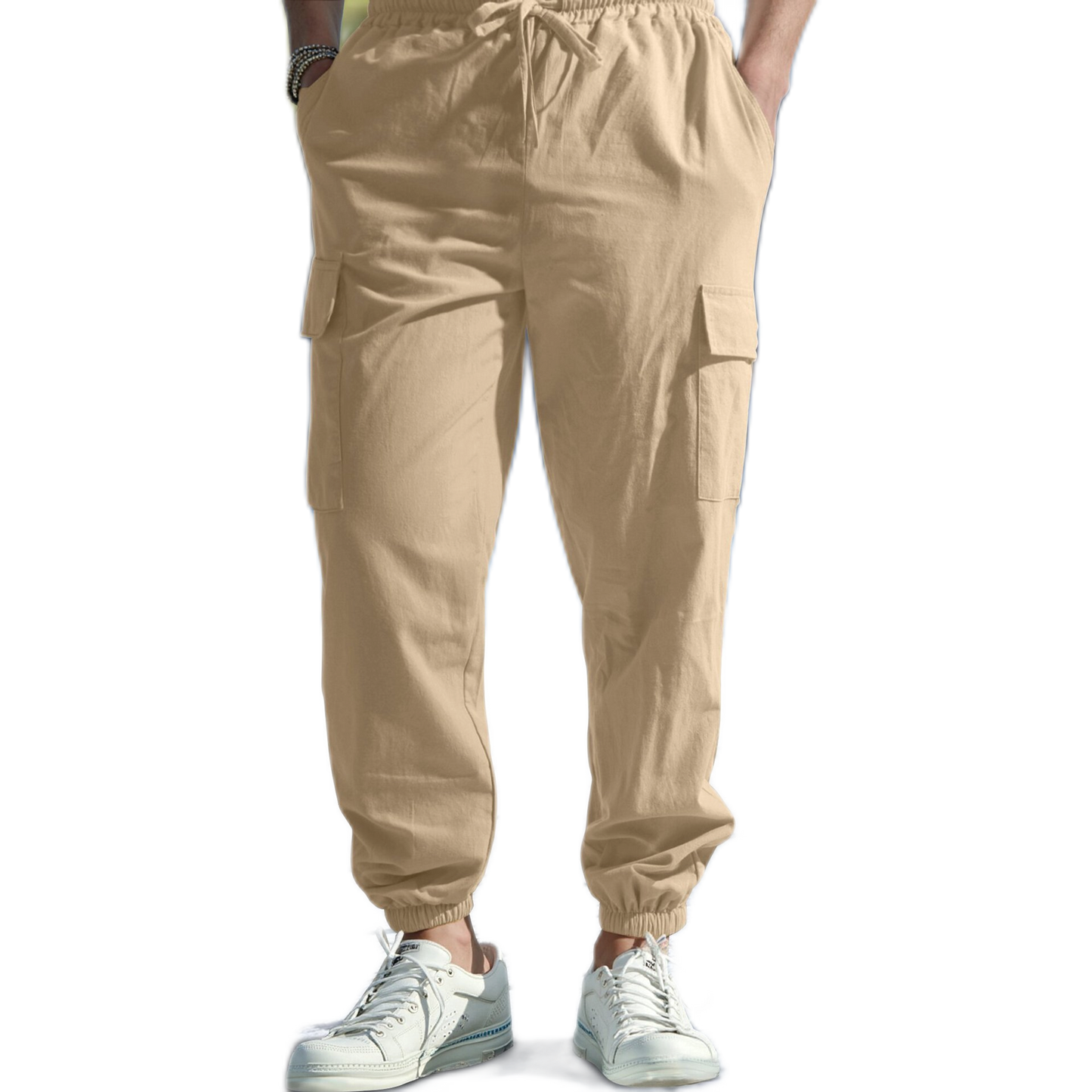 Pantalón hombre color albaricoque, con bolsillo
