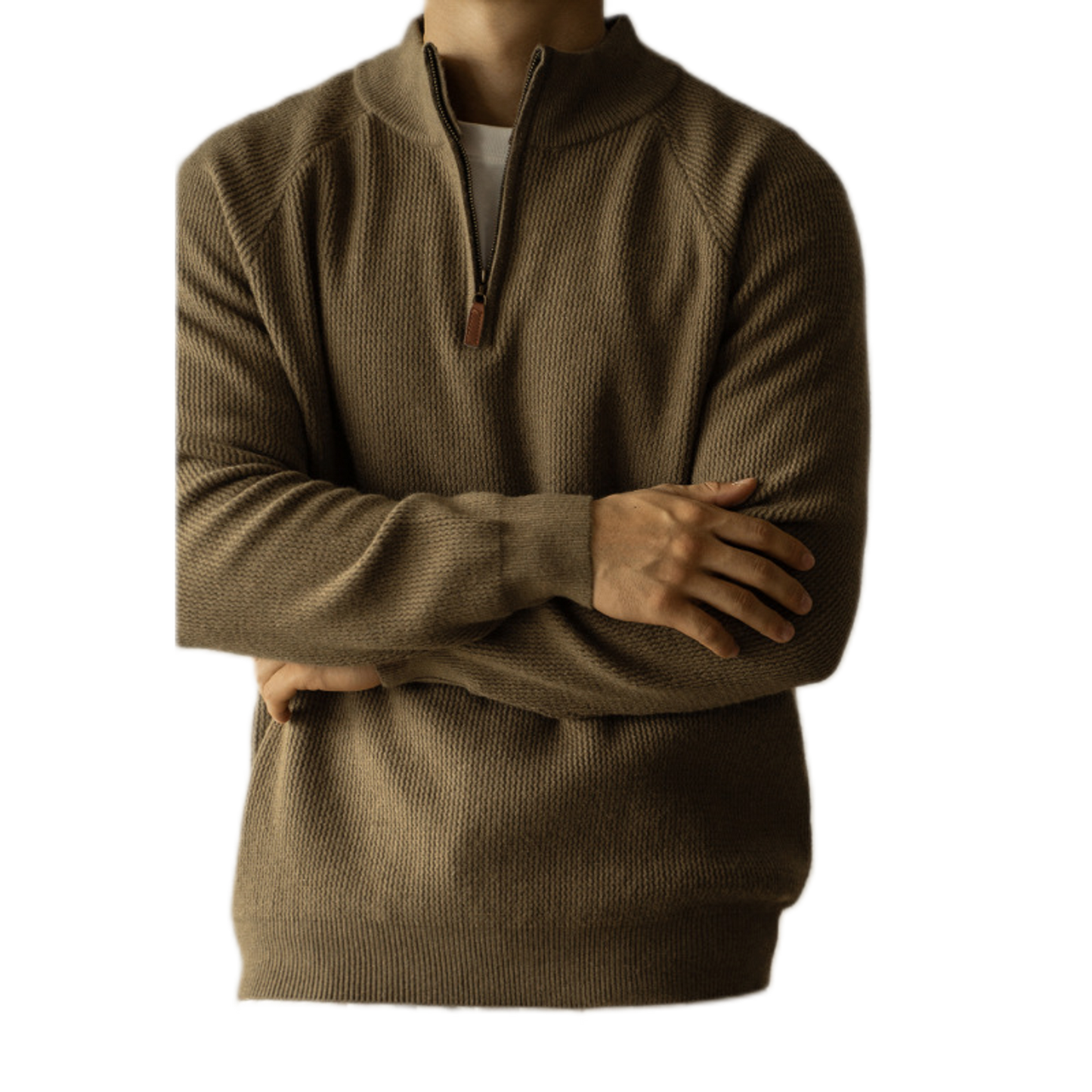 Sweater de lana hombre, cuello alto, color café
