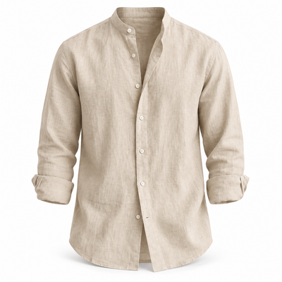 Luansky AI white product card — camisa-lino-hombre-corte-suelto-esencial