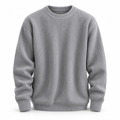 Luansky AI white product card — sweater-hombre-cuello-redondo-corte-suelto