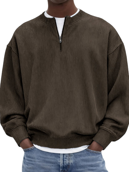 Kit loungewear hombre café, cuello alto de corduroy