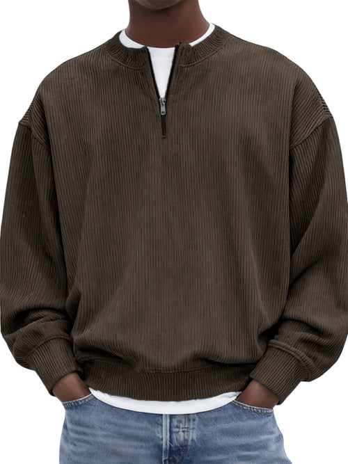 Kit loungewear hombre café, cuello alto de corduroy