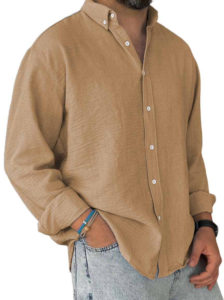 Camisa algodón lavado color caqui