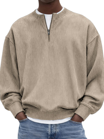 Kit loungewear hombre beige, cuello alto de corduroy