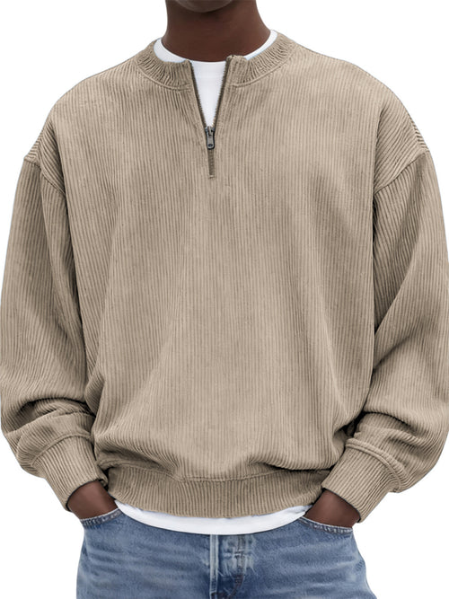 Kit loungewear hombre beige, cuello alto de corduroy