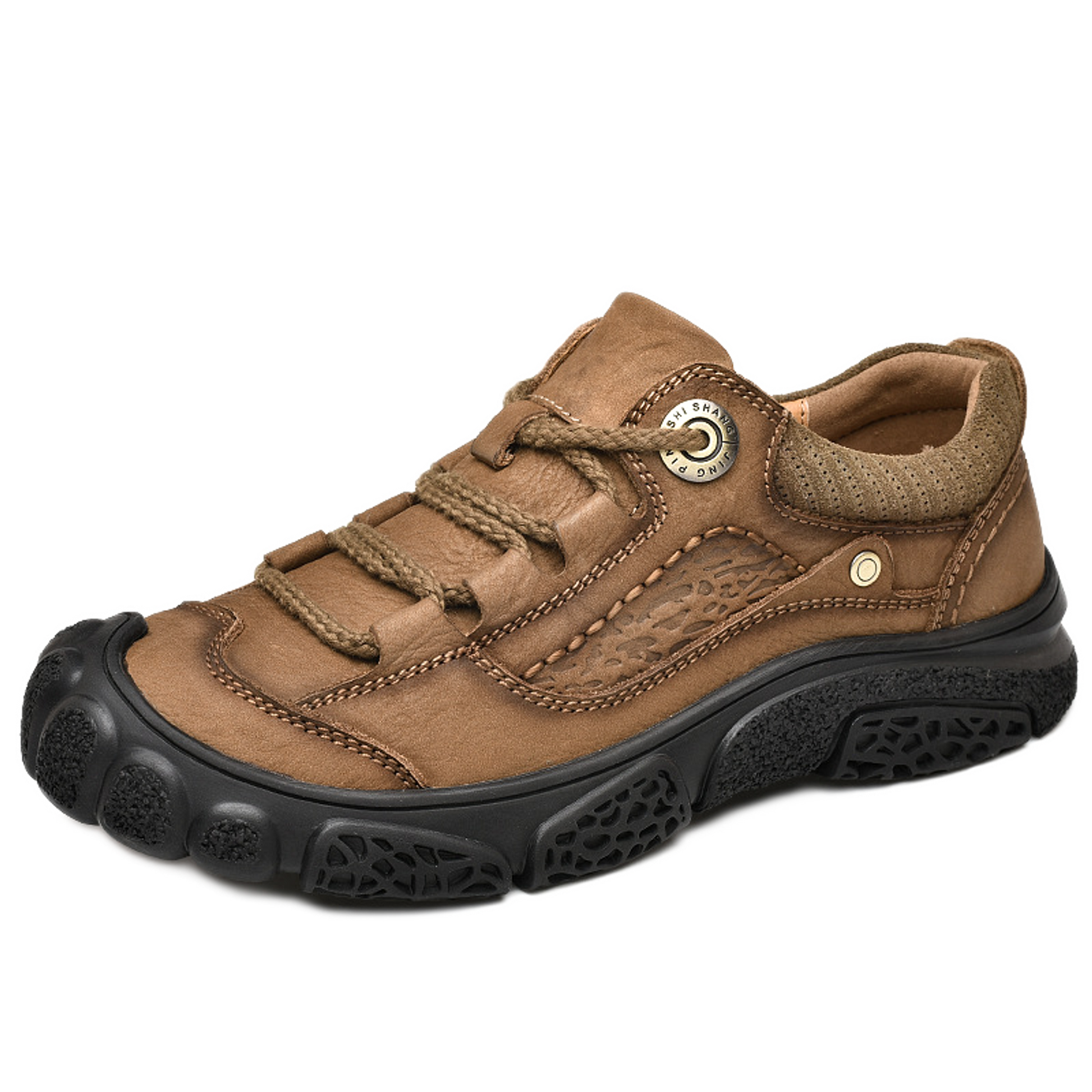 Zapato clásico de cuero hombre color caqui