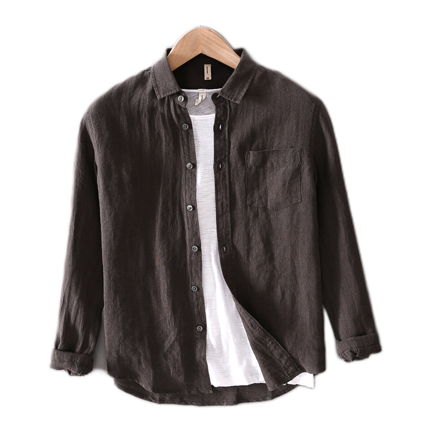 Camisa de lino hombre color gris oscuro