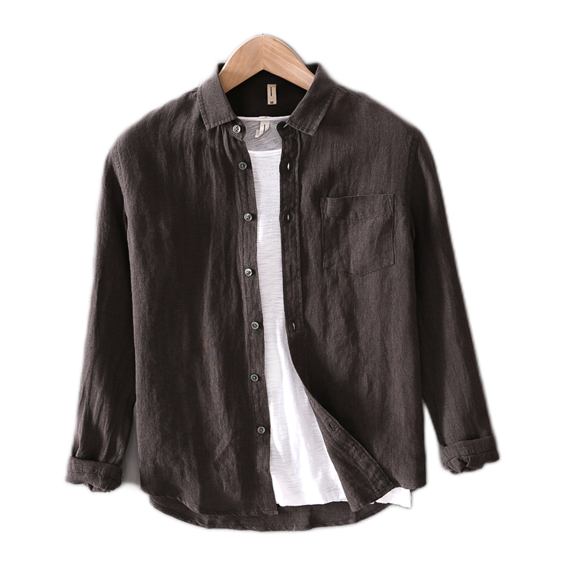 Camisa de lino hombre color gris oscuro
