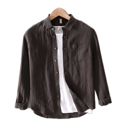 Camisa de lino hombre color gris oscuro