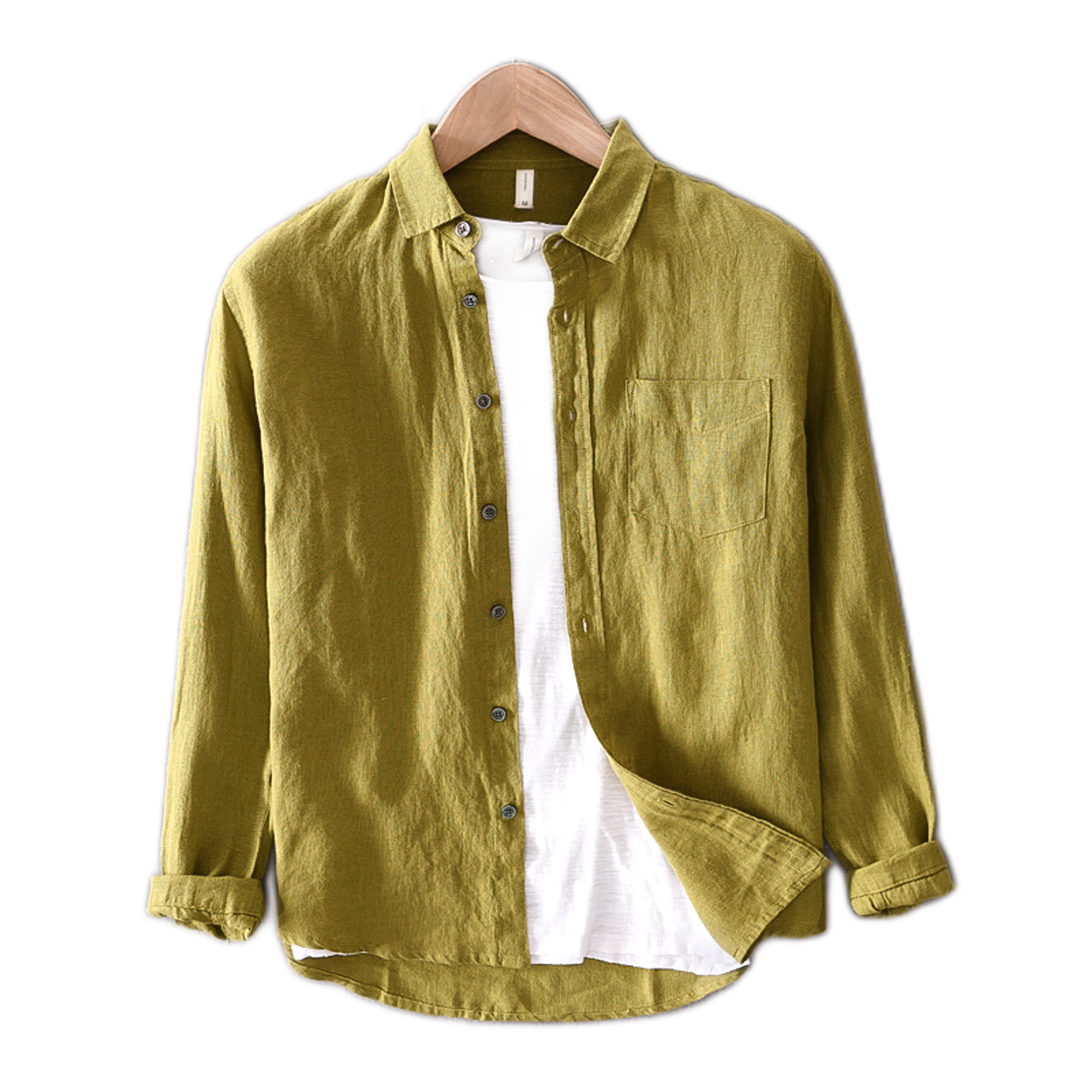 Camisa de lino hombre color verde