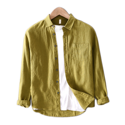 Camisa de lino hombre color verde