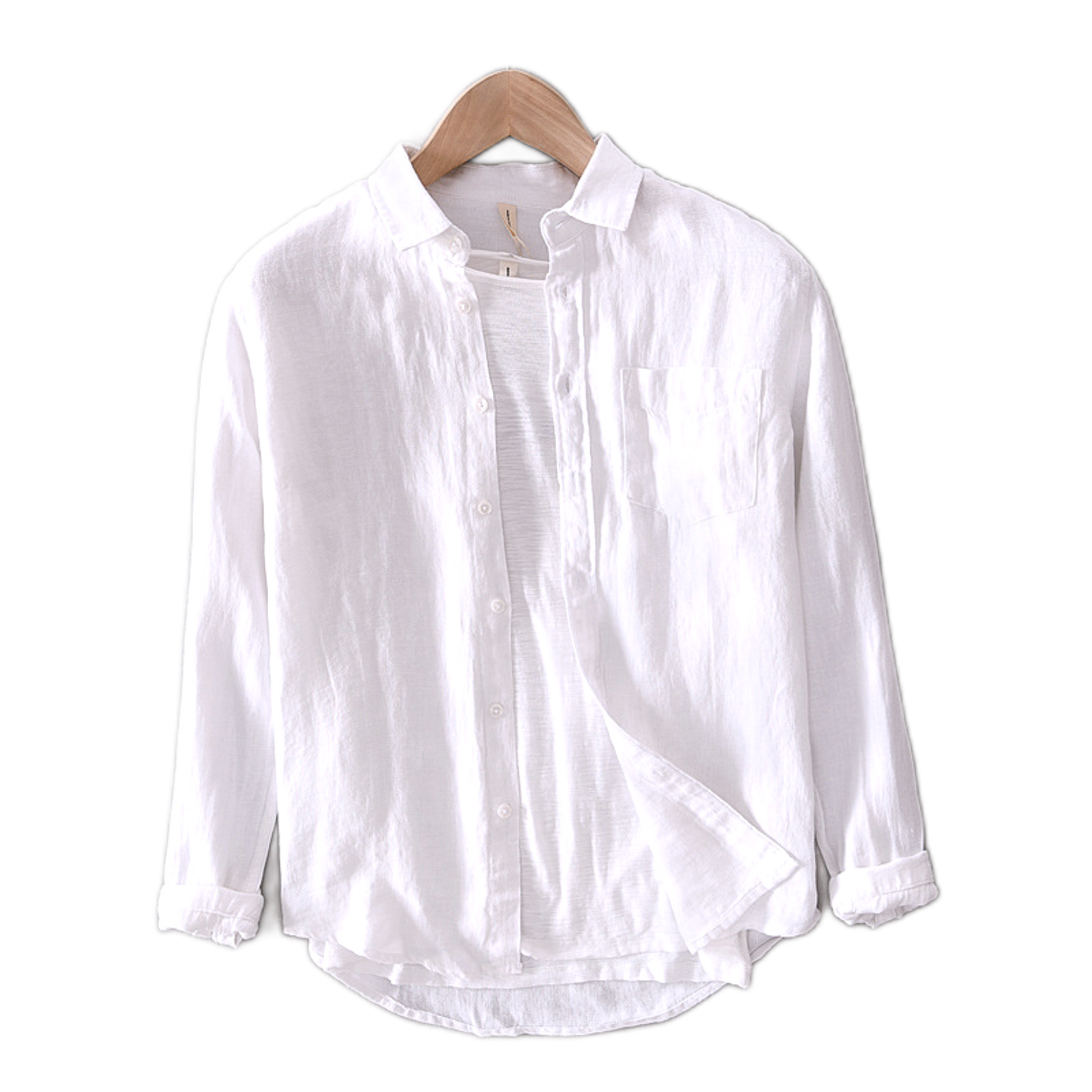 Camisa de lino hombre color blanco