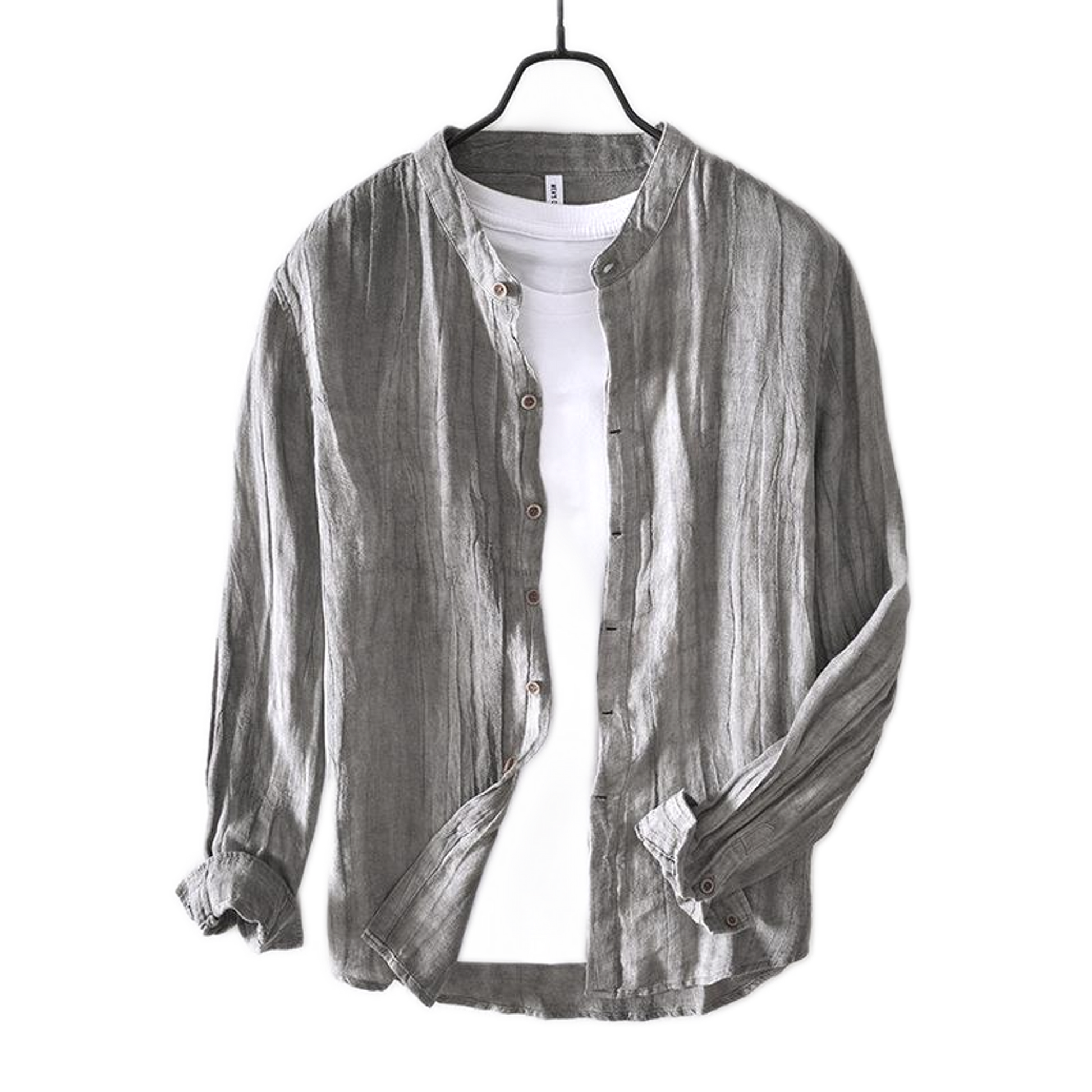 Camisa de lino hombre color gris