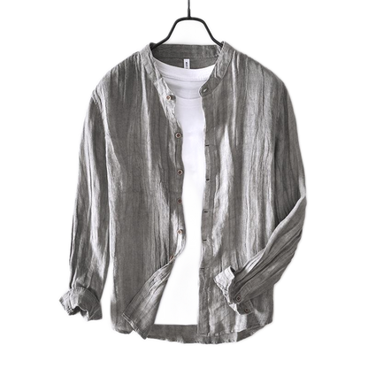 Camisa de lino hombre color gris