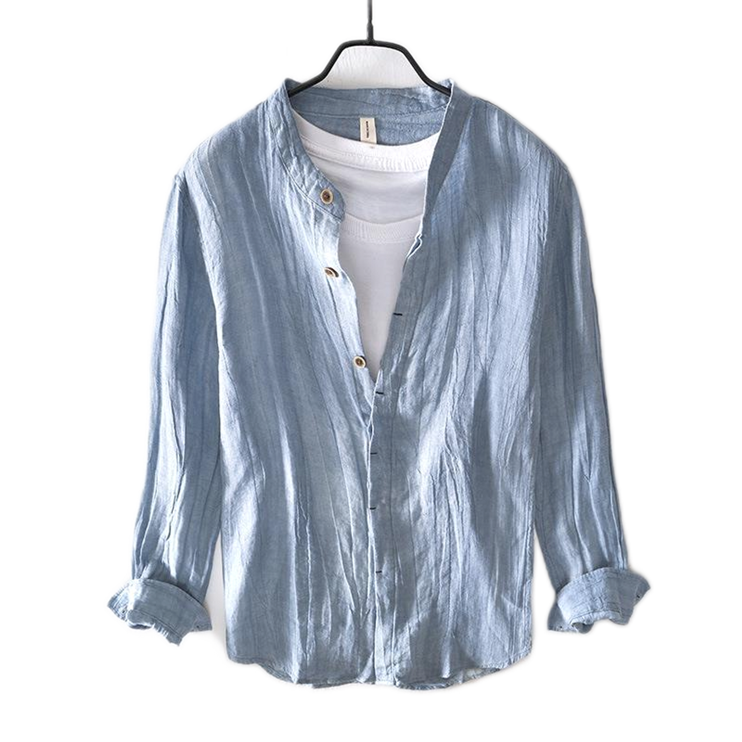 Camisa de lino hombre, manga larga