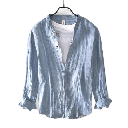 Camisa de lino hombre, manga larga