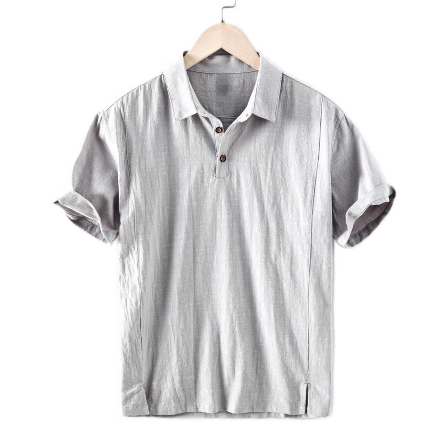 Camisa de lino hombre color gris claro