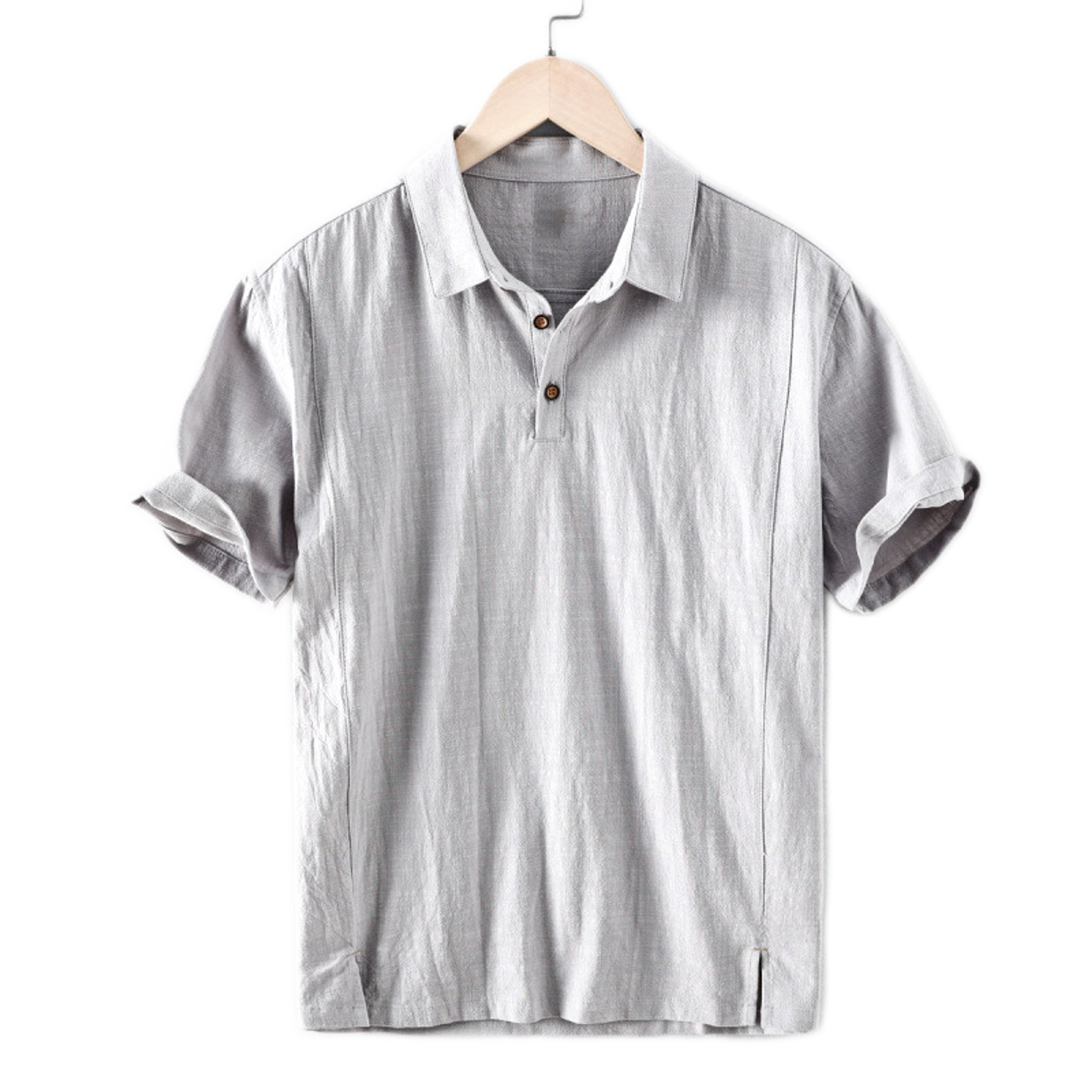Camisa de lino hombre color gris claro