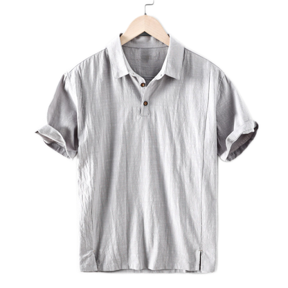 Camisa de lino hombre color gris claro
