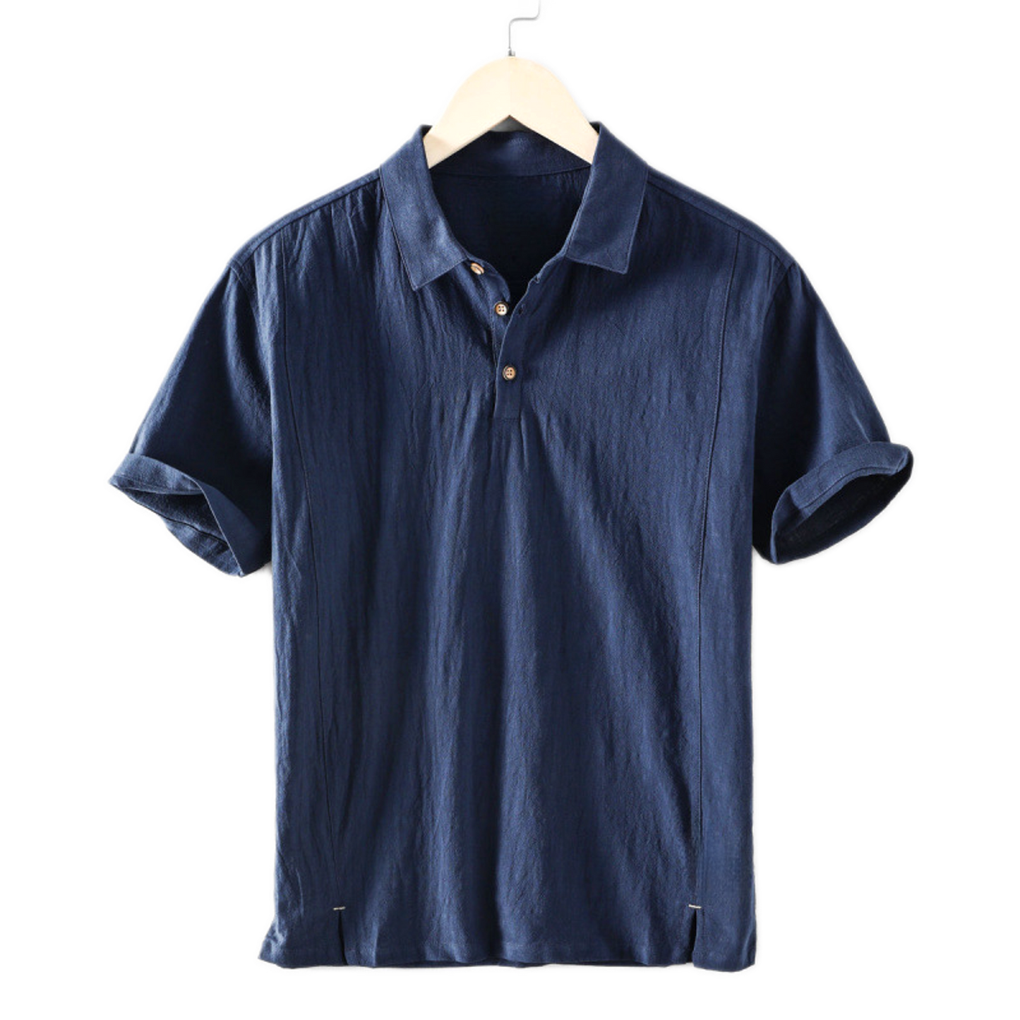 Camisa de lino hombre color azul marino