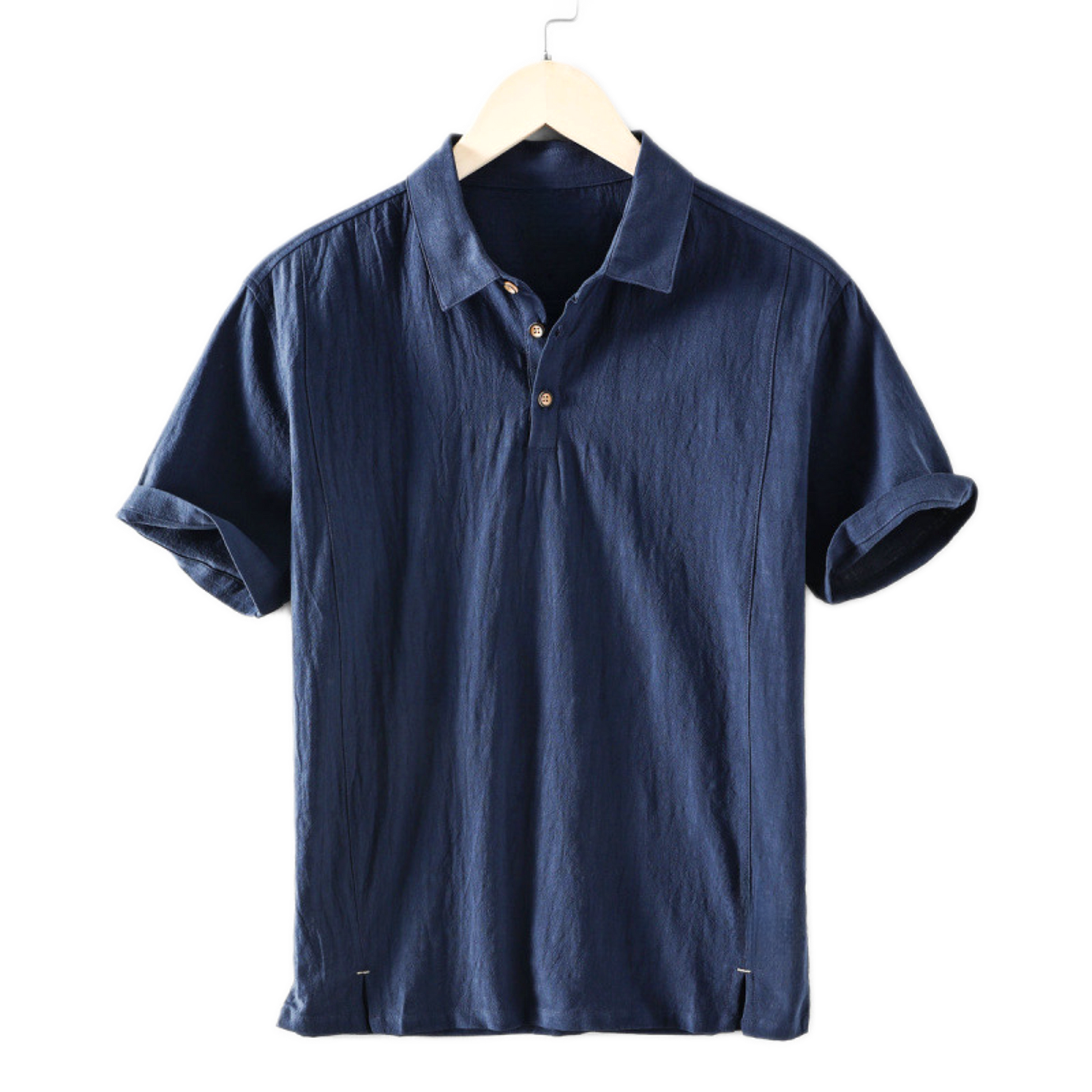 Camisa de lino hombre color azul marino