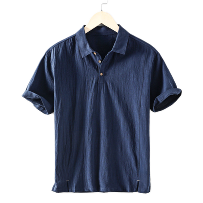 Camisa de lino hombre color azul marino