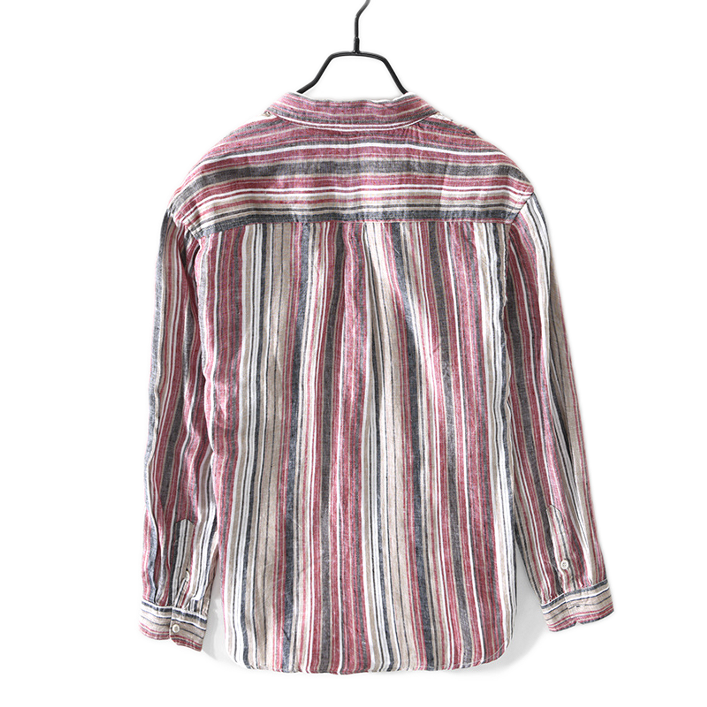 Camisa de lino hombre a rayas, color gris