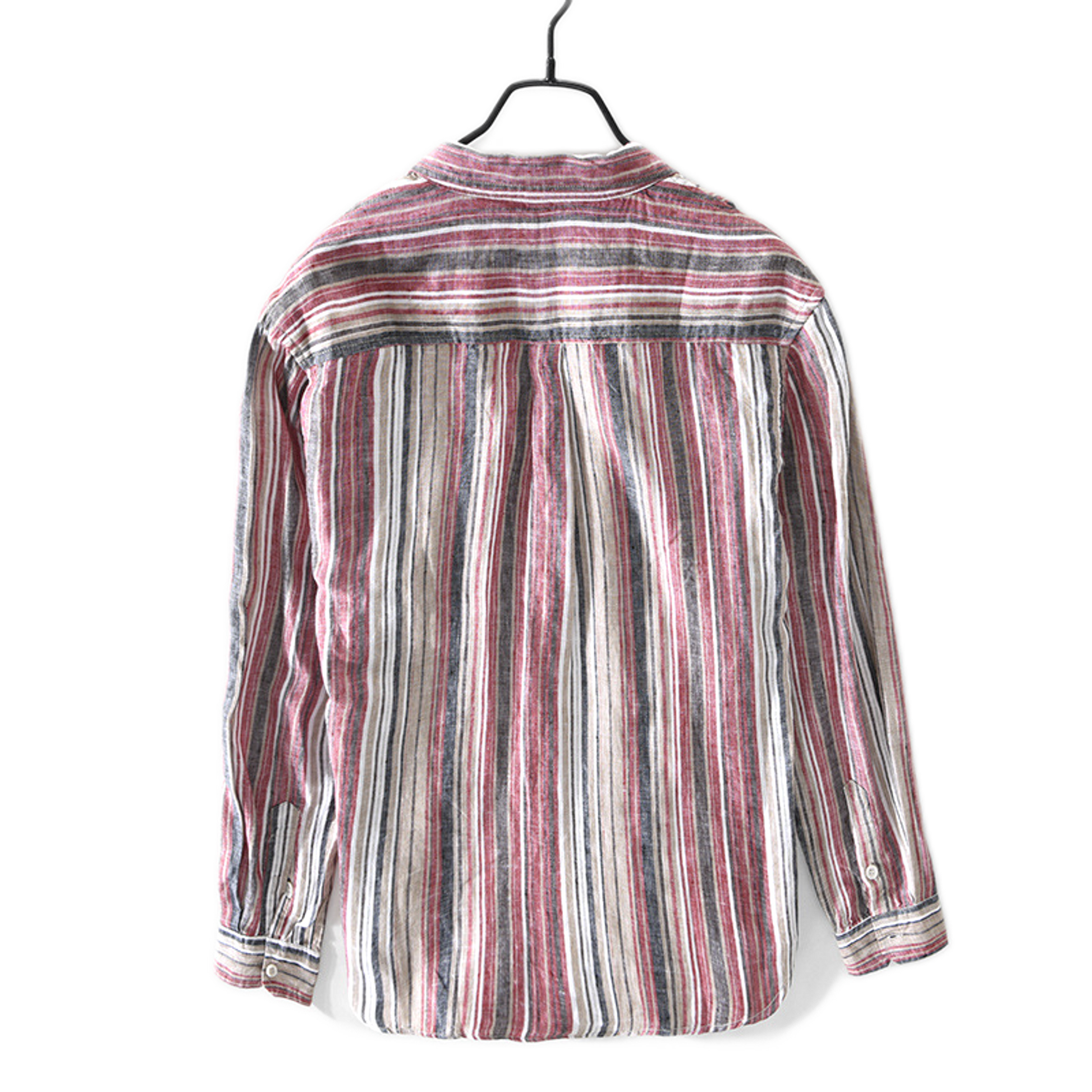 Camisa de lino hombre a rayas, color gris