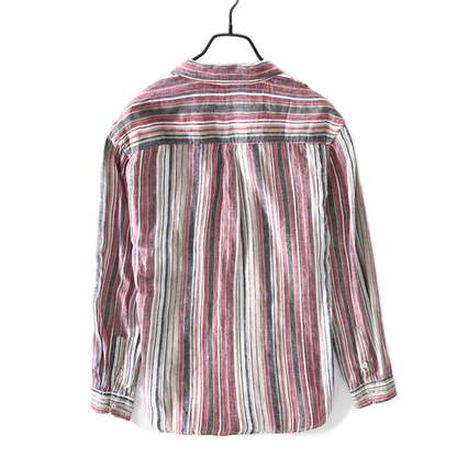 Camisa de lino hombre a rayas, color gris