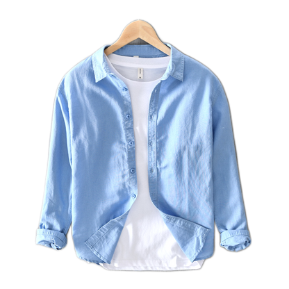 Camisa de algodón hombre color azul