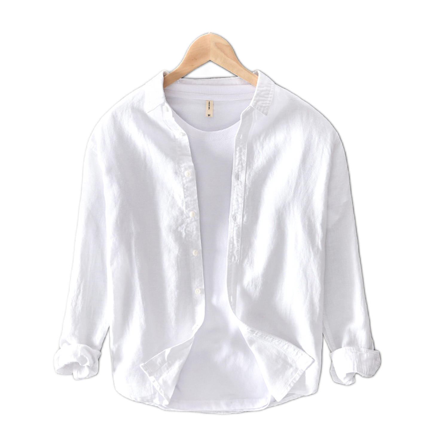 Camisa de algodón hombre, manga larga