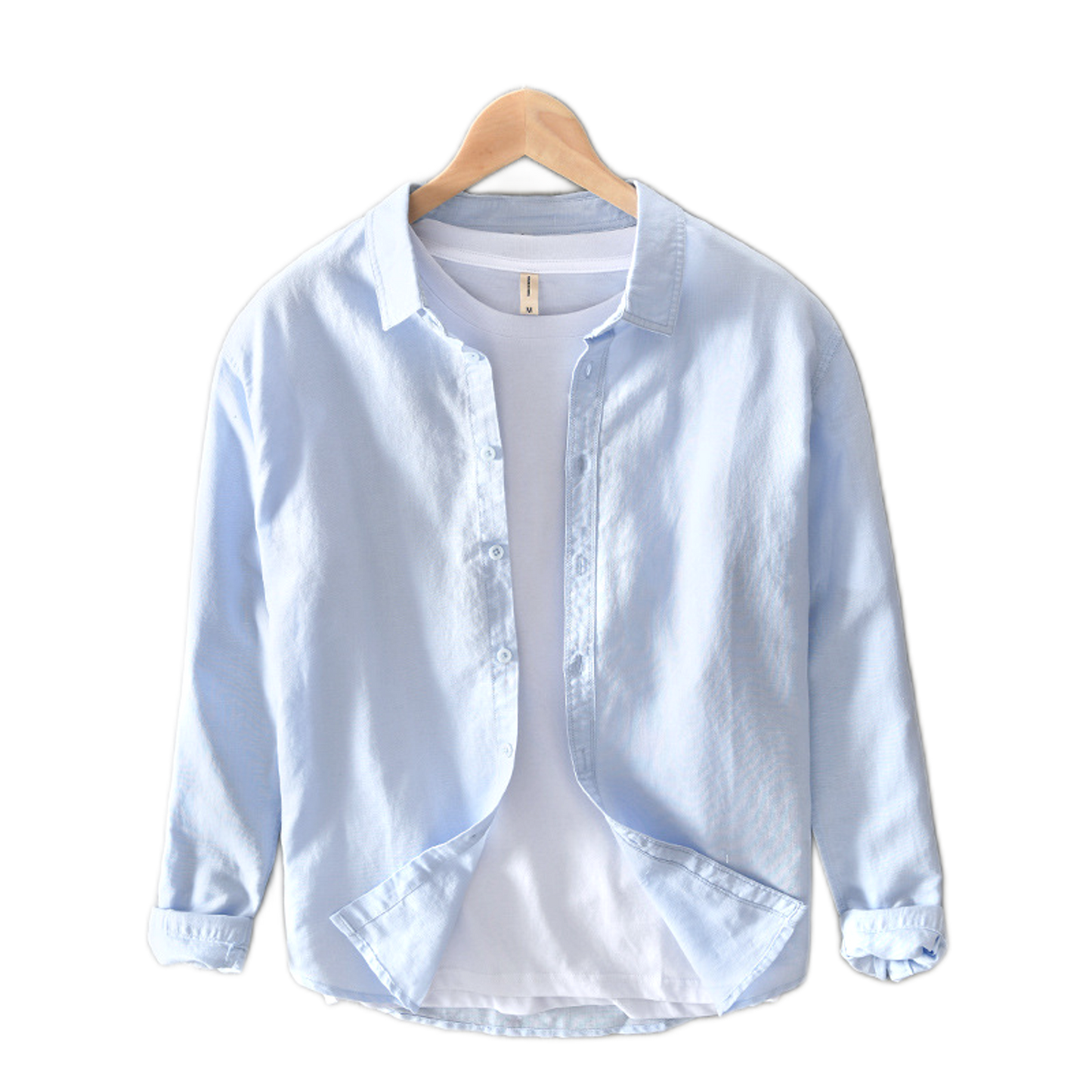 Camisa de algodón hombre color celeste