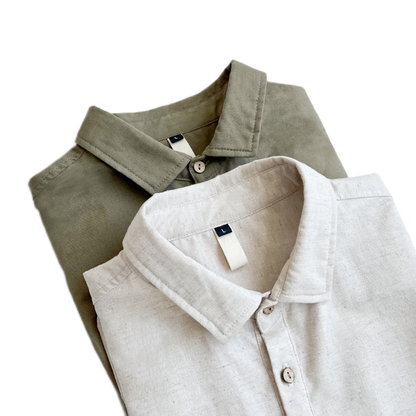 Camisa de lino hombre, manga corta